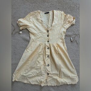 Gently Used Yellow Striped Button-Down Dress - Size 38